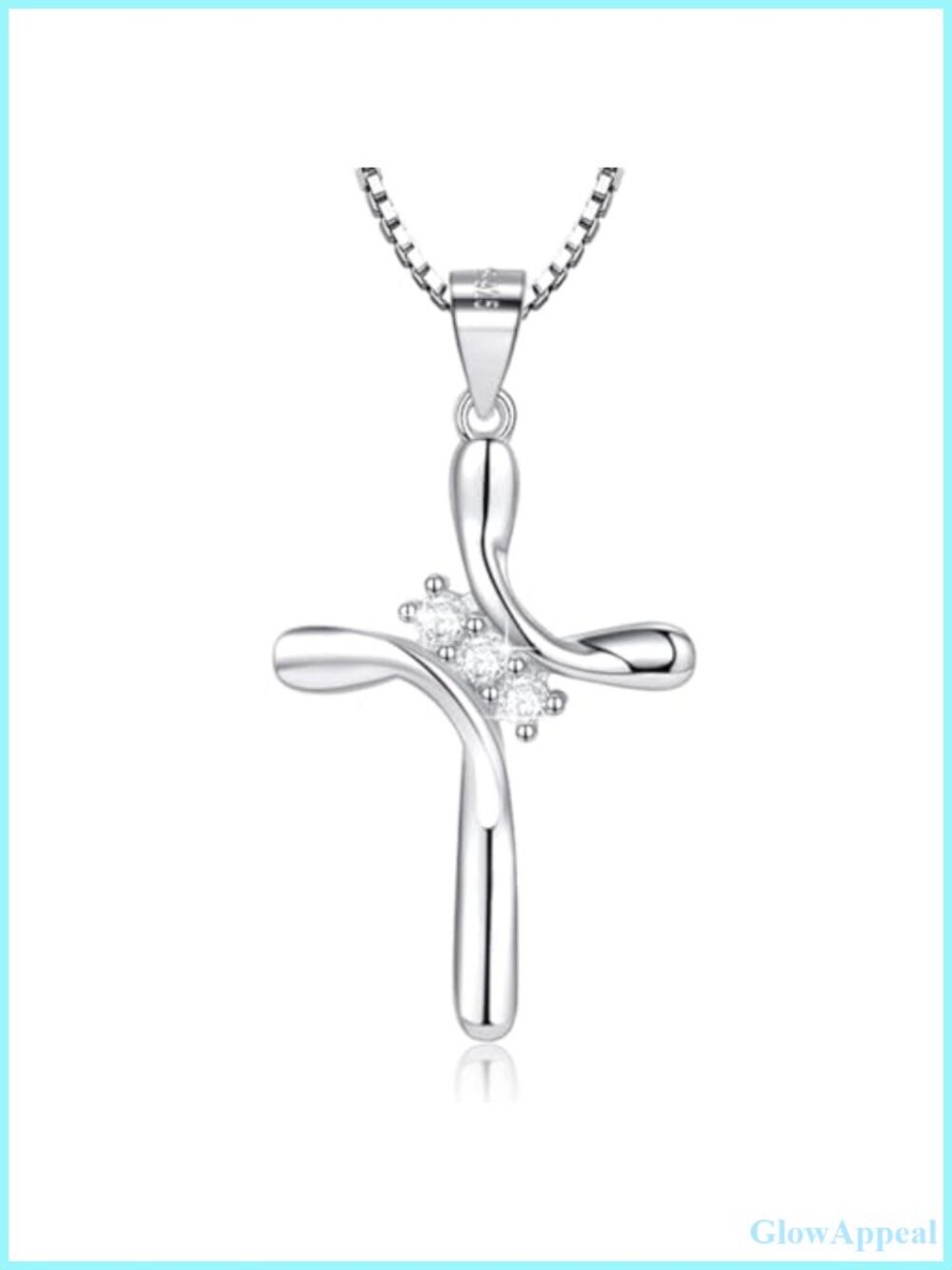 925 Sterling Silver Cross Birthstone Necklace Cubic Zirconia Pendant 17.7in